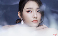 林允性感藕粉色亮钻纱裙诱人写真(9)